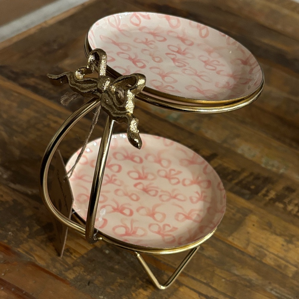 Chic Gold and Pink Bow Accent Stand
